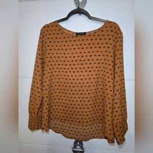 Ellen Weaver Elegant Mustard Blouse with Pattern